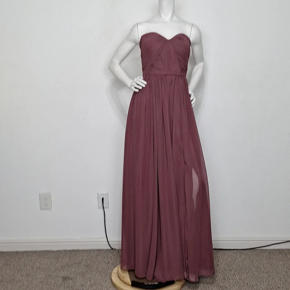 Weddington Way Light Burgundy Romantic Coquette Strapless Chiffon Gown Dress *6